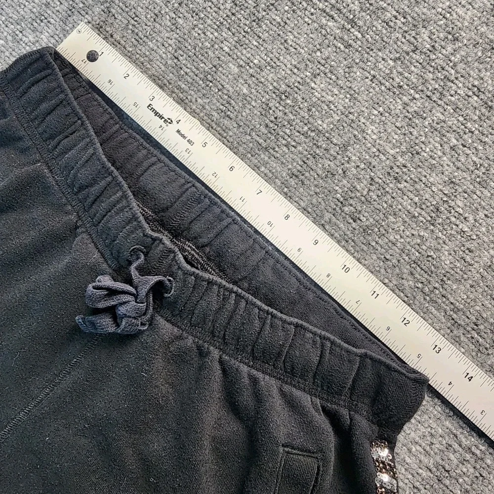 VICTORIAS SECRET PINK Shorts S Black‎ BLING Hawaii Rhinestone Sparkly Logo Y2K - Picture 6 of 9